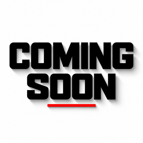 Coming soon in bold black lettering on white with dimensional shadows and a red underline